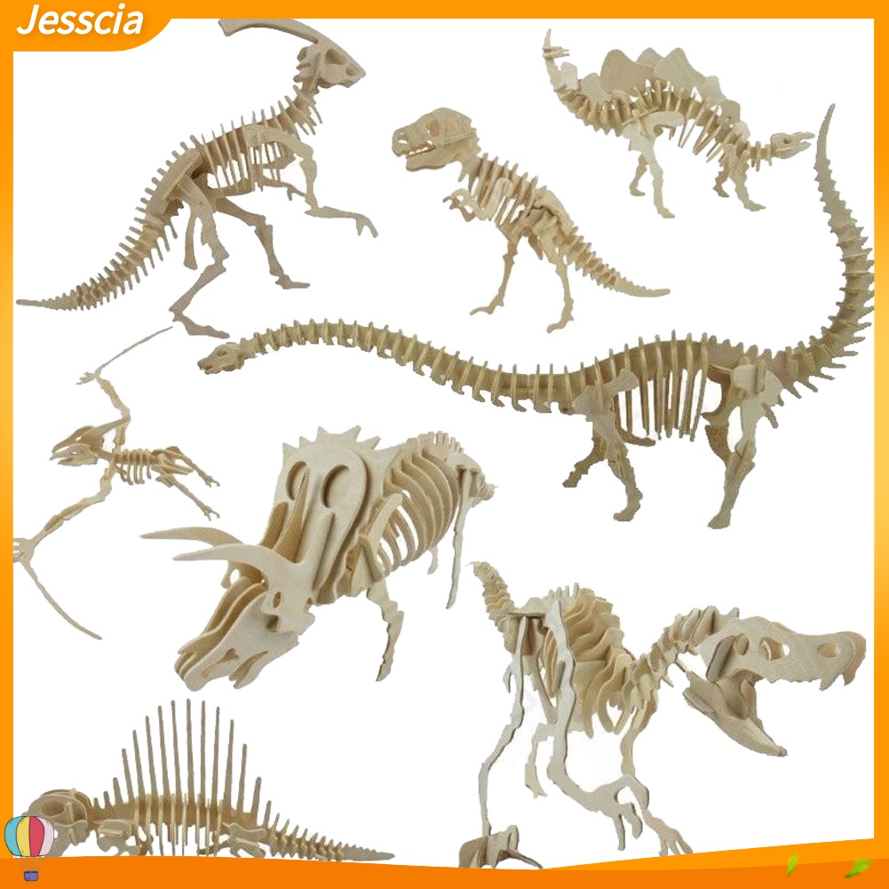 Jessica| Bộ Xếp Hình Xương Khủng Long 3D Bằng Gỗ Cho Bé