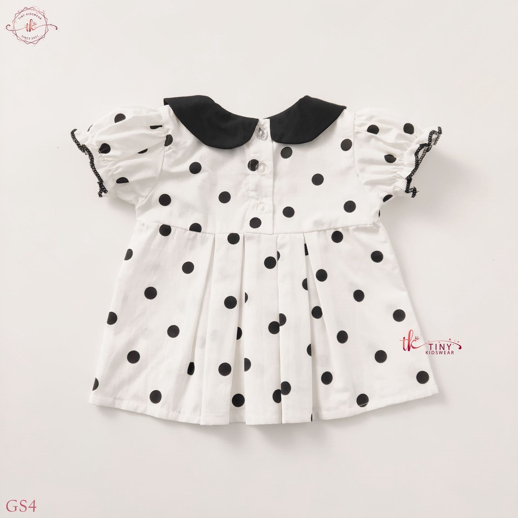 Bộ Đồ Cộc Tay Chấm Bi Phong Cách Babydoll (TẶNG KÈM BĂNG ĐÔ) Cho Bé Gái Từ 4-13kg [GS4]