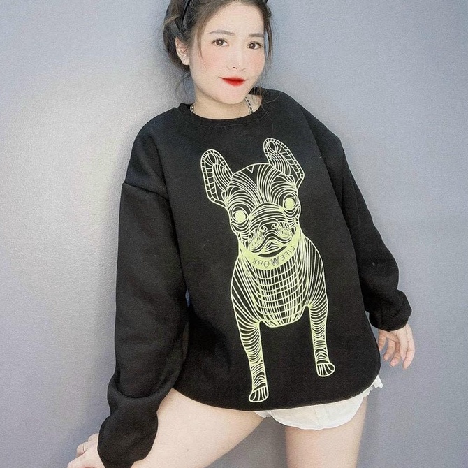 Áo Sweater Nỉ Bông Cotton Dày Mịn In Hình Chú Chó 3D Đáng Yêu | BigBuy360 - bigbuy360.vn