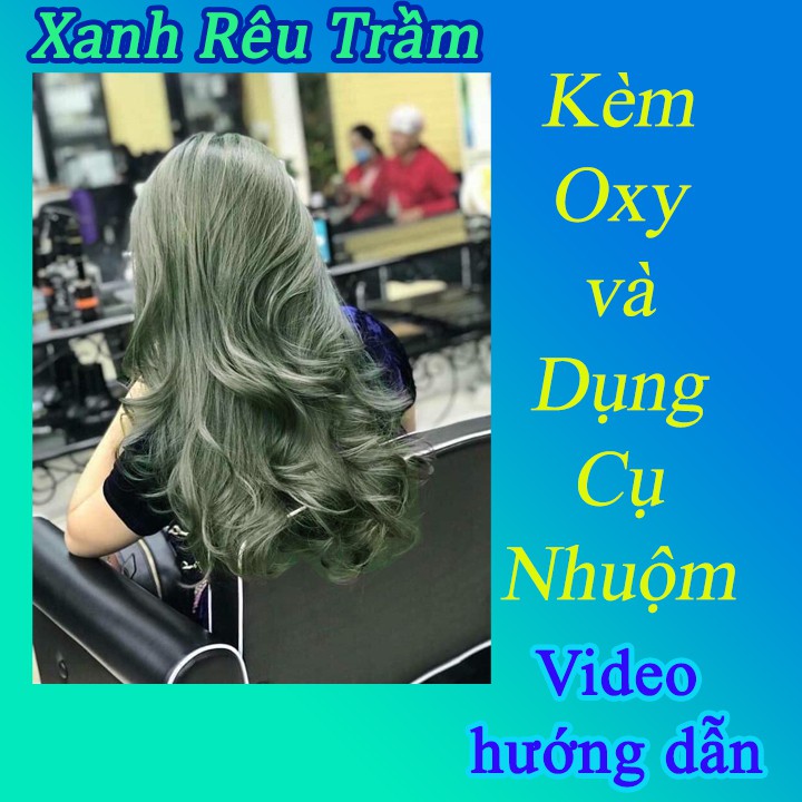 Thuốc Nhuộm Tóc (Nhẹ Mùi) Màu Rêu Trầm - Kèm Oxy trợ nhuộm và dụng cụ nhuộm - Thoitrangtocnhuom