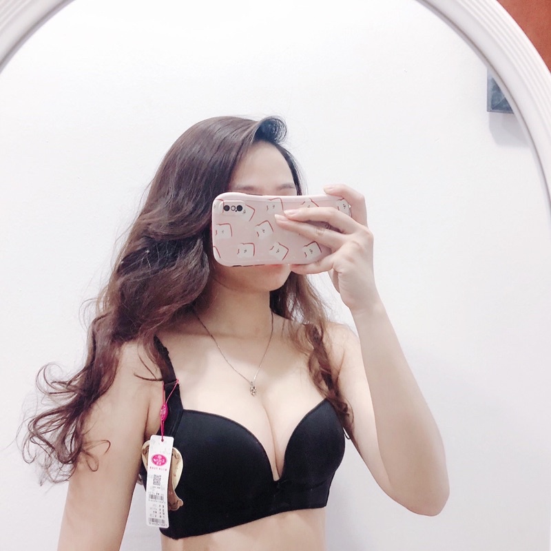 Áo lót nữ su đúc nơ không gọng mút vừa nâng đẩy ngực (V-03 2591A)