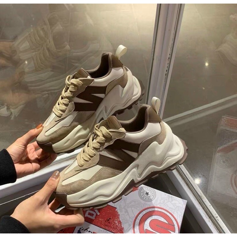 [Sẵn- hàng đẹp]Giày nữ, giày sneaker da lộn phong cách, giày thể thao nữ chữ N hót hít