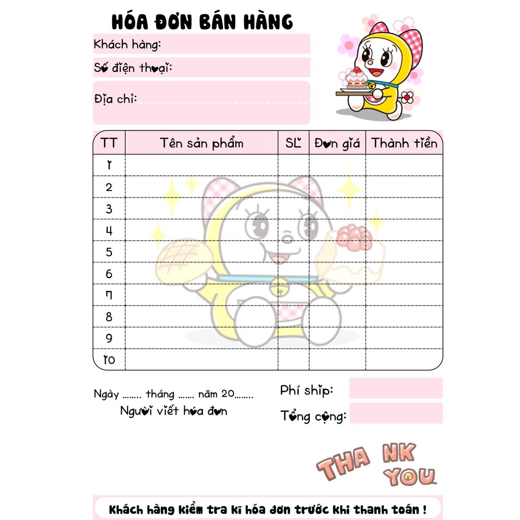 HOÁ ĐƠN BÁN HÀNG  2 liên ngẫu nhiên