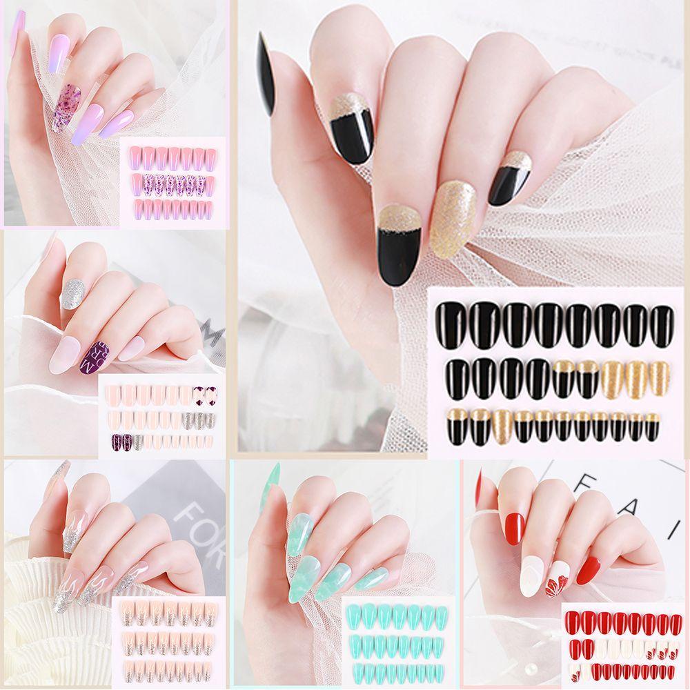 BEAUTY Bộ 28 Móng Tay Giả Trang Trí Nghệ Thuật Ốp