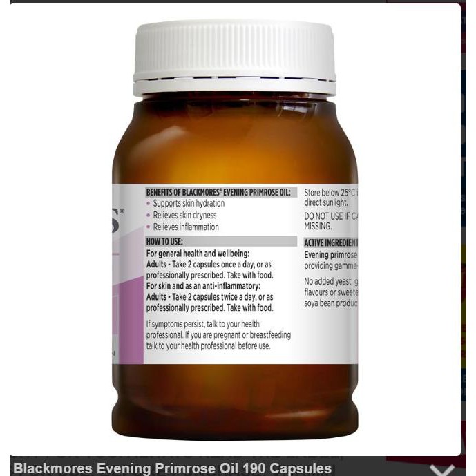 (Mẫu mới) Tinh dầu hoa anh thảo Blackmores Evening Primrose Oil 190 viên - Úc đủ bill | BigBuy360 - bigbuy360.vn