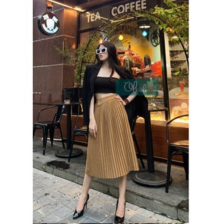Combo 2 váy xếp ly Olioli Fashion (Màu bã trầu may theo yêu cầu kèm theo vải)