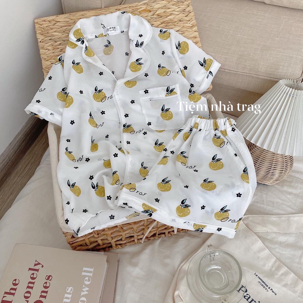 Bộ pizama nữ dáng cộc in hình dễ thương thời trang hàn quốc/ Bộ ngủ form rộng unisex chất kate mặc mát_kudoshop