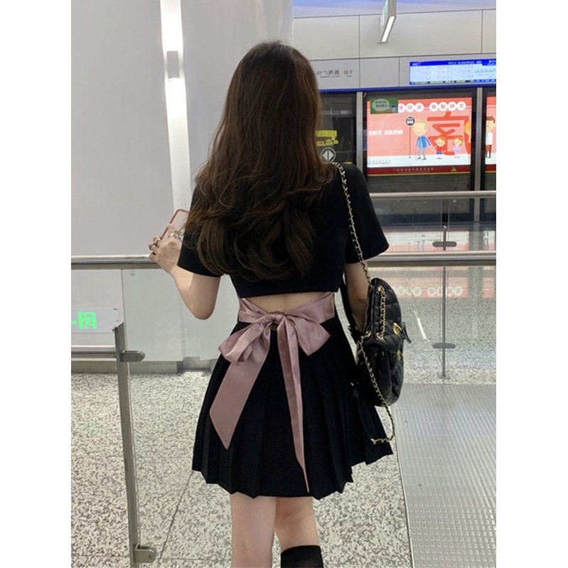 Đầm Thiết Kế Bigsize Aimeehouse Đầm Kiểu Cổ Vest Thắt Nơ Eo Hở Lưng Màu Đen Tôn Dáng