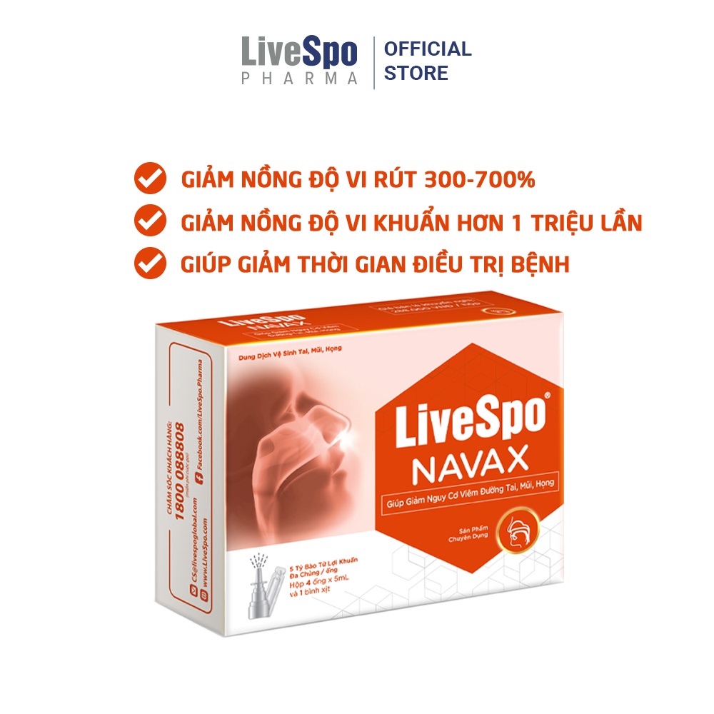Nước muối sinh lý lợi khuẩn Livespo Navax- Hỗ trợ vệ sinh, phòng ngừa viêm nhiễm tai mũi họng cho bé