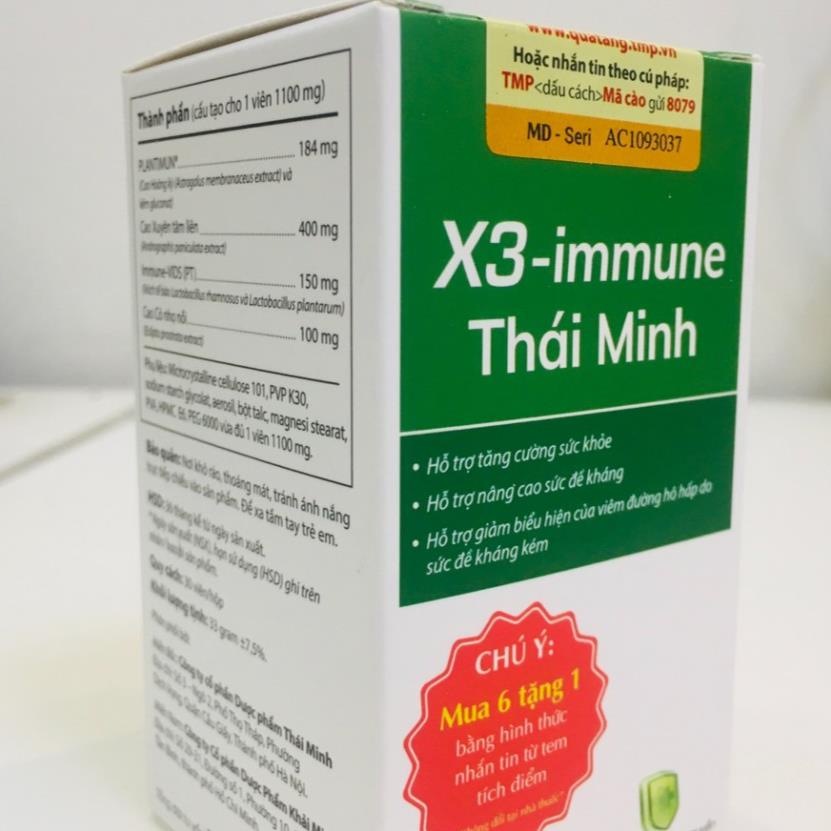 X3-IMMUNE THÁI MINH – Hỗ trợ tăng cường đề kháng, giảm viêm đường hô hấp (30 viên)