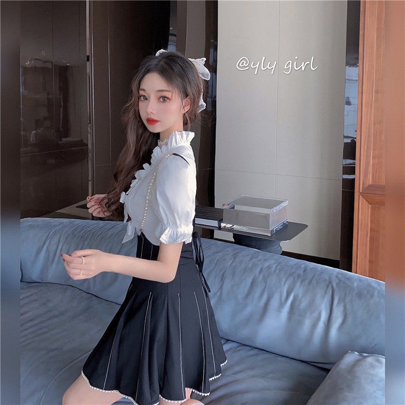 ﺴVáy nửa dài eo dây thắt lưng ngắn mùa xuân hè 2021 Thiết kế mới Sexy Black A chữ [Giao hàng 15 ngày]