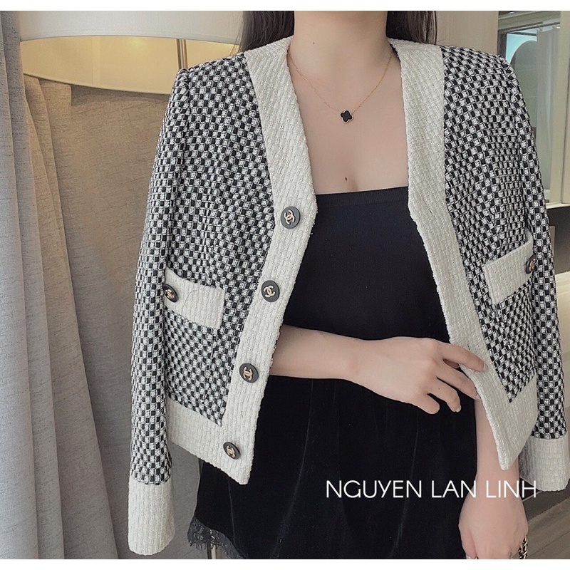 Áo Dạ Kẻ Quảng Châu Dáng Ngắn