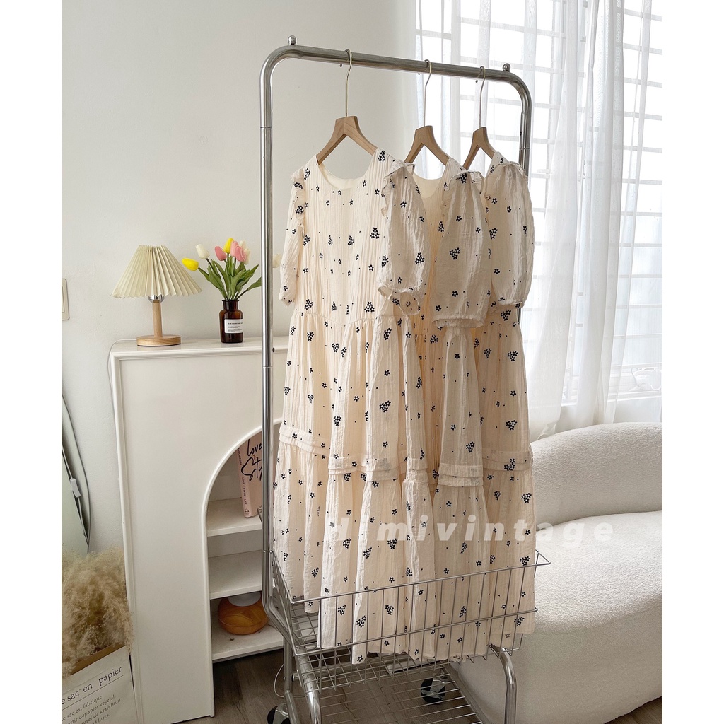 Váy đũi hoa babydoll dài mềm mại