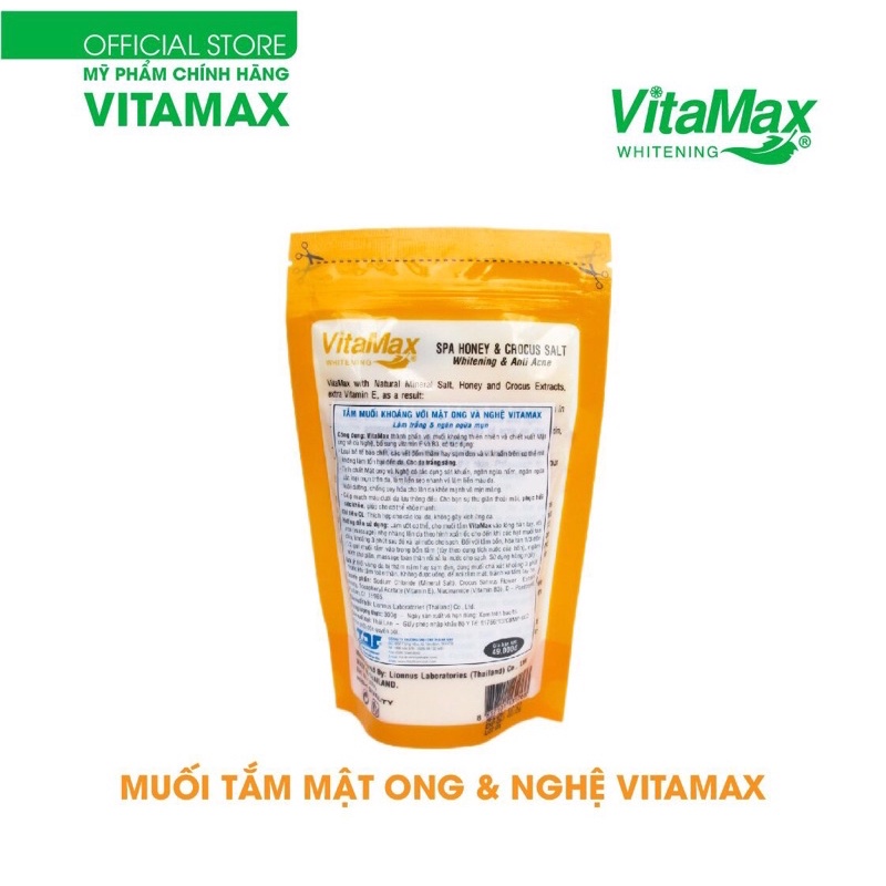 [CHÍNH HÃNG] MUỐI TẮM KHOÁNG MẬT ONG &amp; NGHỆ VITAMAX (Làm trắng và trị mụn)- Thái Lan