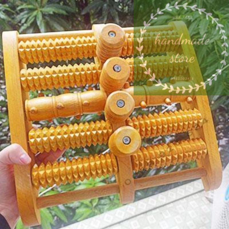 Bàn lăn chân gỗ - bàn mát xa chân gỗ bằng gỗ 5 hàng loại tốt