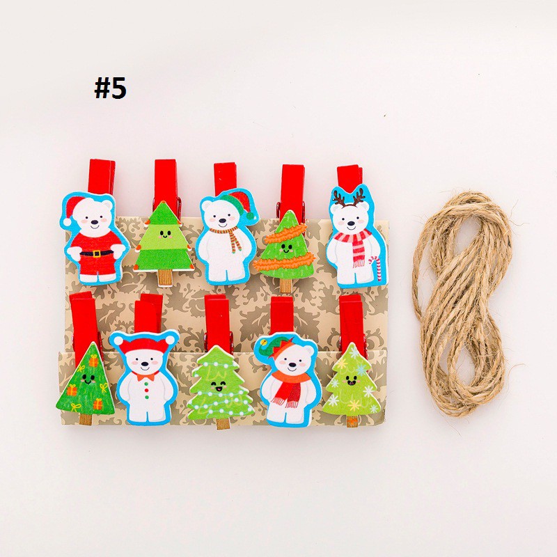 10c Kẹp gỗ trang trí giáng sinh cây thông NOEL quà tặng giáng sinh xinh xắn