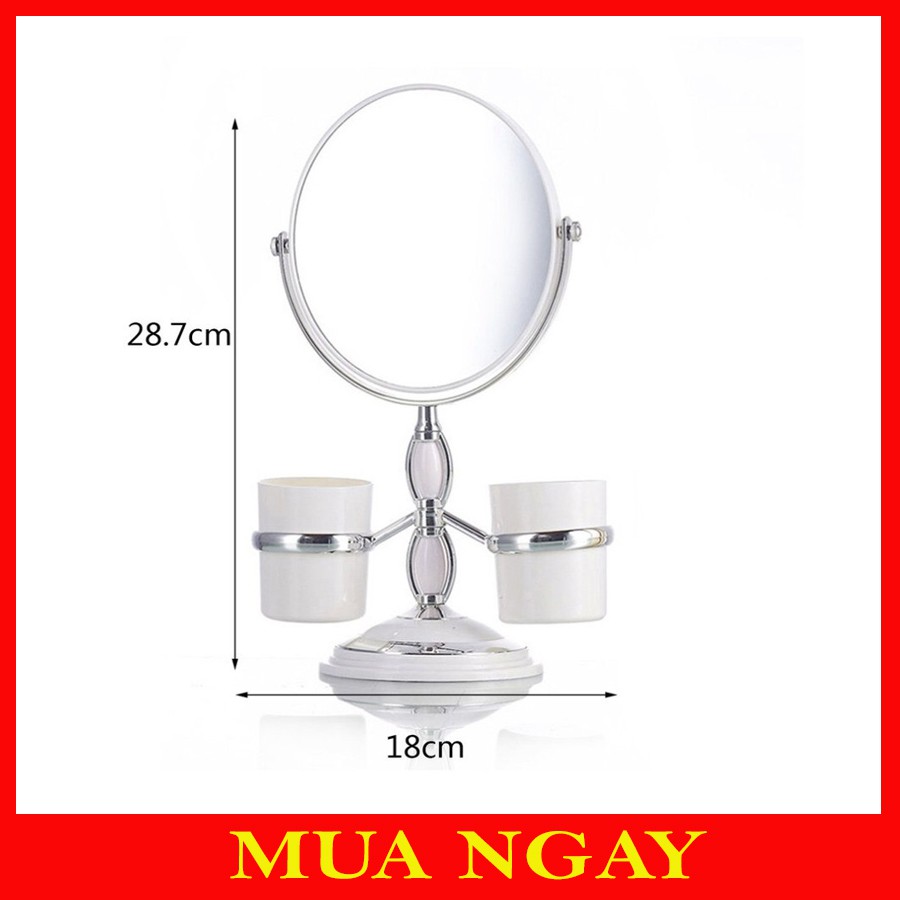 Gương Trang Điểm 2 Mặt Xoay 360 Độ Kèm 2 Cốc GT22