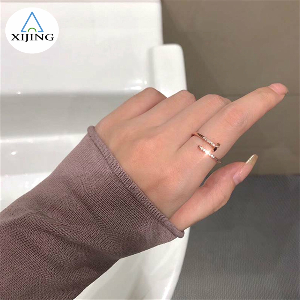 Fashion Nail Ring Korean Personality Exquisite Zircon Opening Adjustable