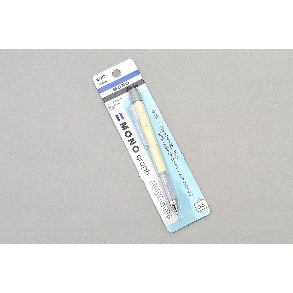 Bút chì bấm kim lắc đẩy ngòi Tombow Mono Graph Shaker Mechanical Pencil – 0.3mm – Vỏ vàng pastel (Cream Yellow)