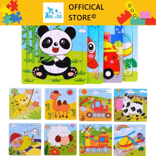 Bộ Tranh Ghép Gỗ Xếp Hình 9 Mảnh Hoạt Hình Đáng Yêu, Ngộ Nghĩnh; Đa Dạng Chủ Đề Cho Cả Bé Trai Và Bé Gái