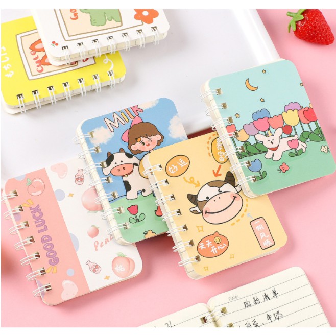 Sổ tay lò xo CÁO Sổ tay 8x11 cm 80 trang Sổ tay dễ thương Sổ tay hoạt hình Sổ tay mini