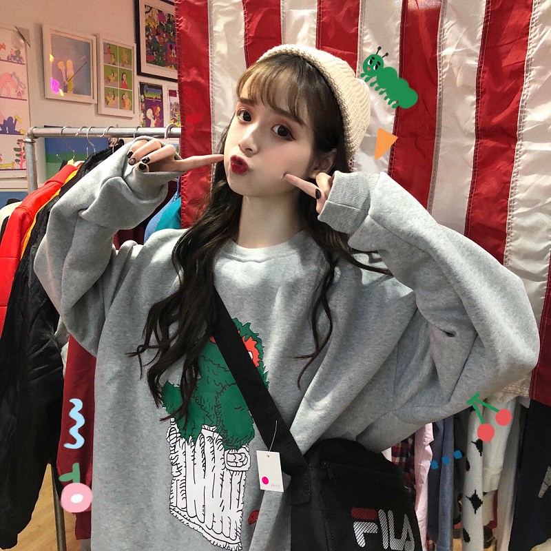 [KEM ẢNH THẬT Ở CUỐI] A131 ÁO NỈ ULZZANG MONSTER | BigBuy360 - bigbuy360.vn