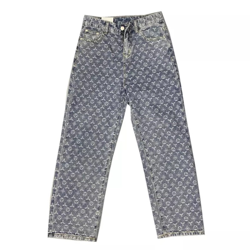 Quần jean LV hoạ tiết, quần jean ống xuống LV | BigBuy360 - bigbuy360.vn