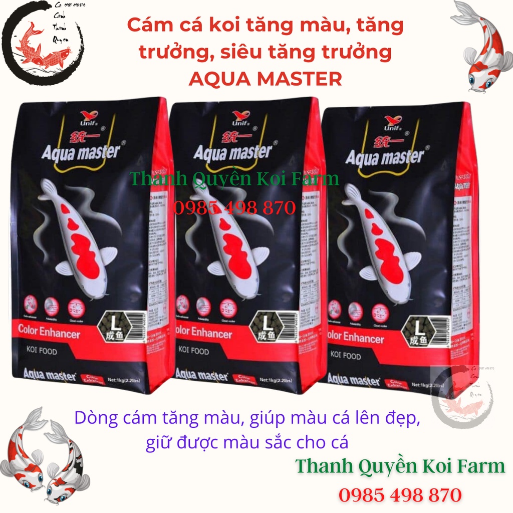 Cám Cá Koi Thức Ăn Cá Koi AQUAMASTER COLOR, GROWTH, Hi - GROWTH gói lẻ 1kg và 0,5kg