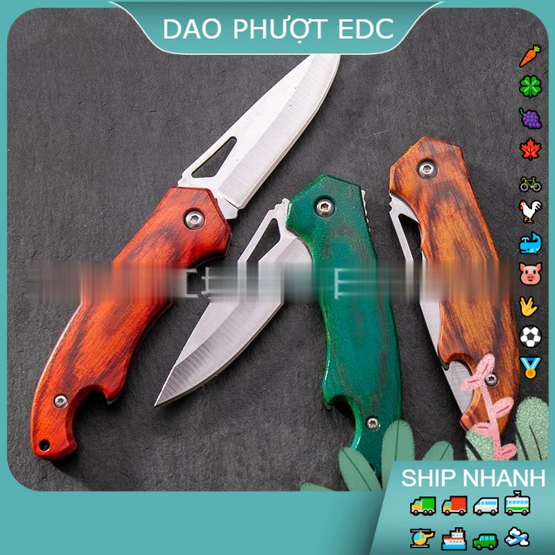Dao Phượt Strider V5 Ốp Gỗ - Treo Chùm Móc Khóa - Rọc Thùng -Cắt Băng Keo