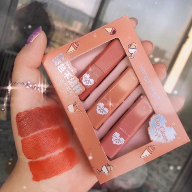 Set 3 Son Bóng Mini Mềm Mịn Lâu Trôi Không Thấm Nước Hengfang | BigBuy360 - bigbuy360.vn