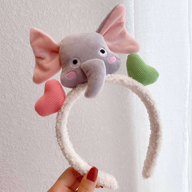 Băng Đô Cài Tóc Hình Gấu/Voi Hoạt Hình Nhồi Bông Dễ Thương Cho Bé