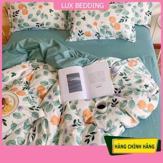 Bộ chăn ga gối cotton poly nhập khẩu mẫu quả cam bộ 4 món Chăn, ga , 2 vỏ gối