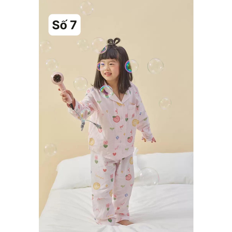 Bộ Pijama thô xuất hàn , đồ ngủ cực xịn cho bé gái