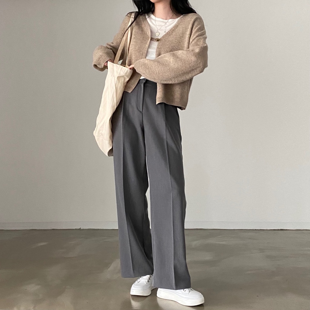 Áo Khoác Cardigan Dệt Kim Dày Một Nút Màu Trơn Ấm Áp Thời Trang Thu Đông 55702