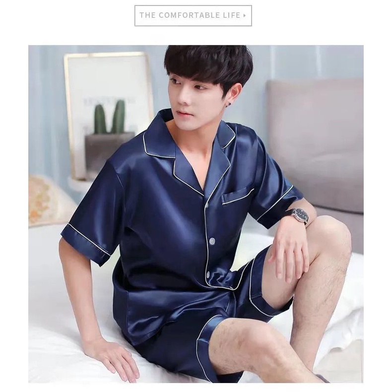 Dồ ngủ ngắn tay lụa Pijama nam nữ  chất siêu đẹp Màu đặc cao cấp