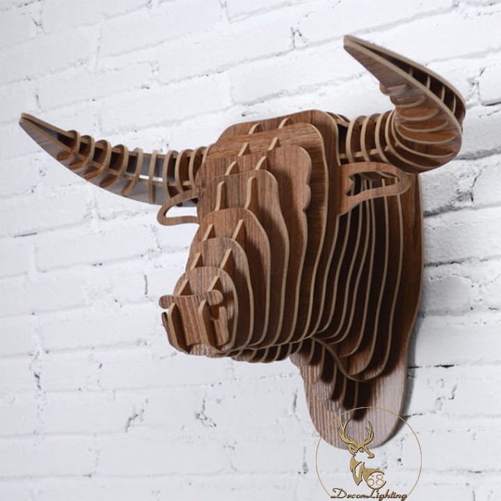Mô hình Ngựa gỗ  - Tượng gỗ 3D lắp ghép treo tường phong thủy , trang trí nội thất cao cấp LP0851