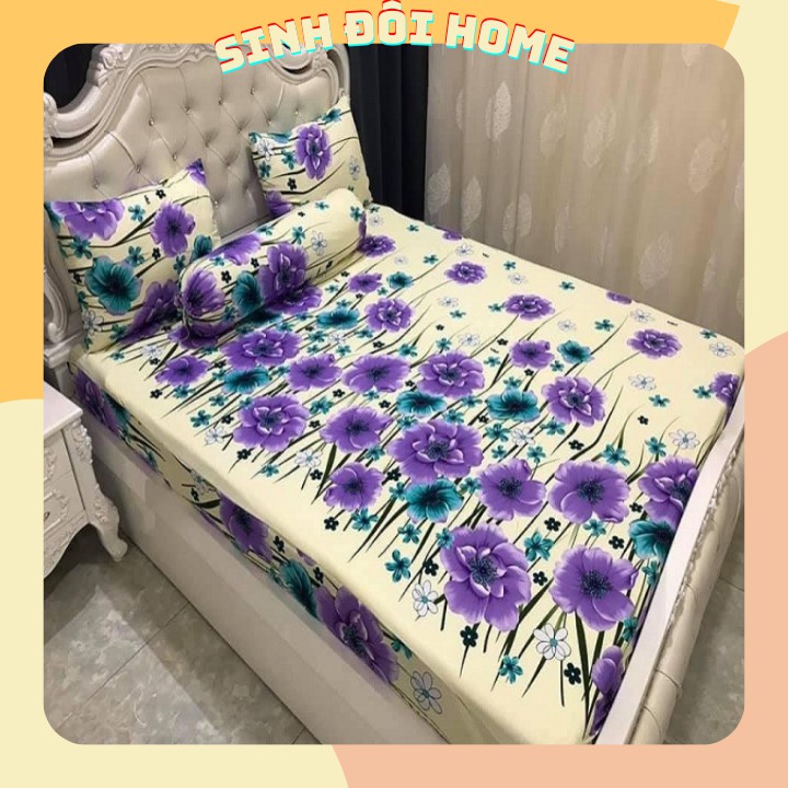 Bộ ga gối thun hoa tím - BO GA THUN HOA