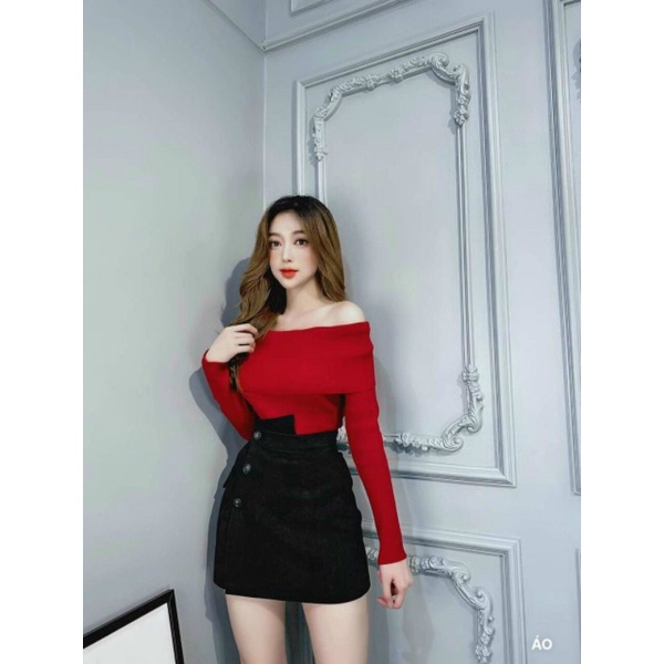 CHÂN VÁY CHÉO TÀ PHỐI NÚT XINH