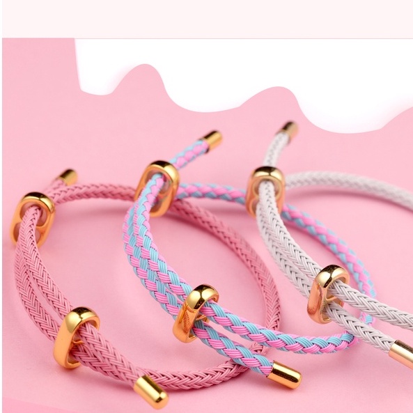 [Hàng Có Sẵn Giao Hàng Ngay Lập Tức] Vòng Tay Dây Thừng Xỏ Hạt Cườm Bán Vĩnh Viễn Hình Gấu Dâu Tây Chống Oxy Hóa Có Thể Điều Chỉnh Được diy Dây Thép Cát Vàng Độ Cao Không Gây Dị Ứng Cho