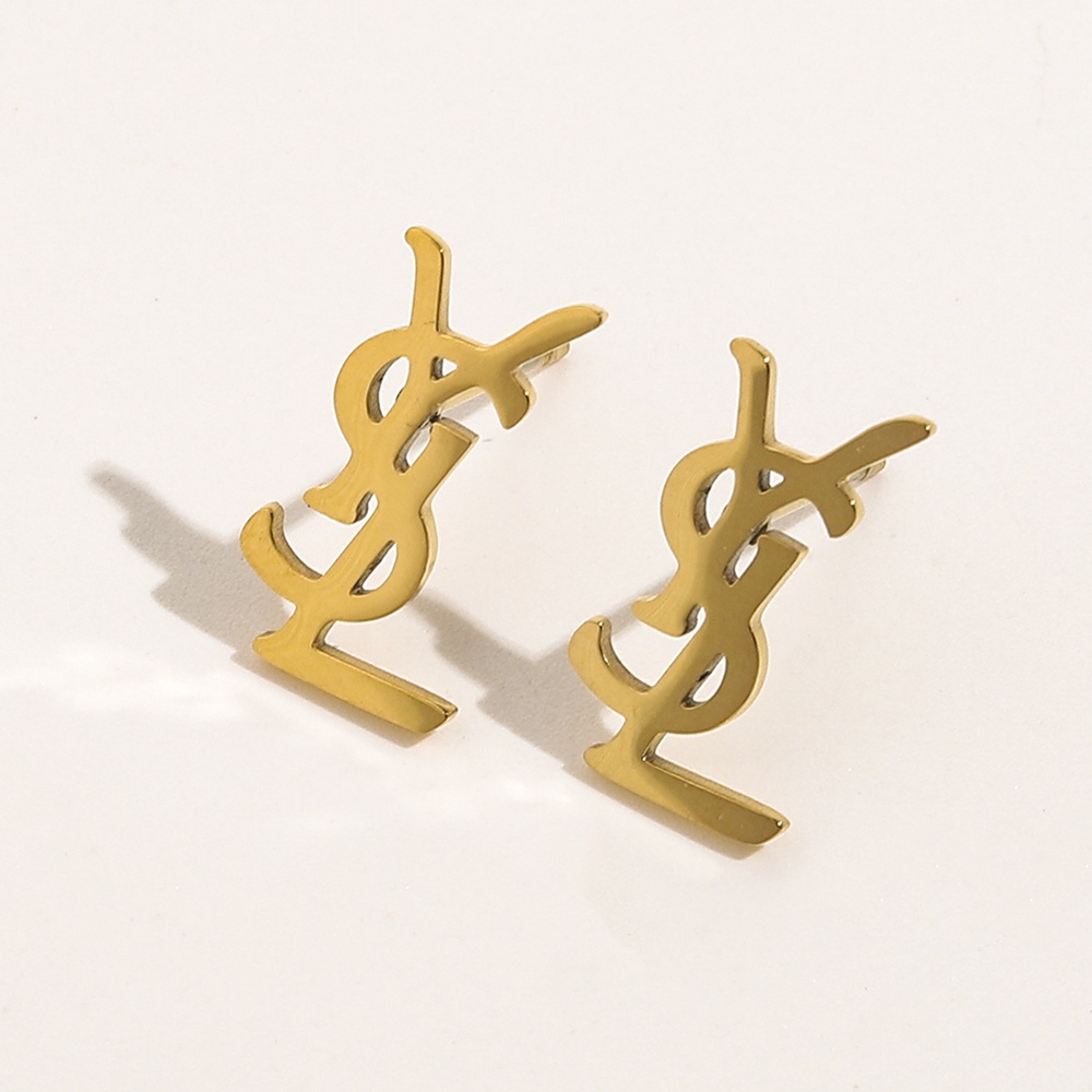 Khuyên Tai Tròn Khắc Chữ YSL Thời Trang Cho Nữ