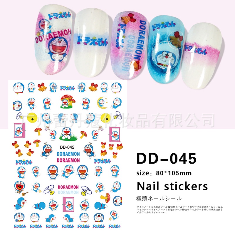 Miếng Dán Trang Trí Móng Tay Chống Thấm Nước Họa Tiết Hoạt Hình Doraemon Dễ Thương Cho Bé