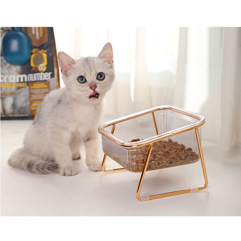 Hàng HOT Bát ăn nghiêng Bát nước Nâng cao chống gù cho mèo chó trong suốt【Tennessee052】