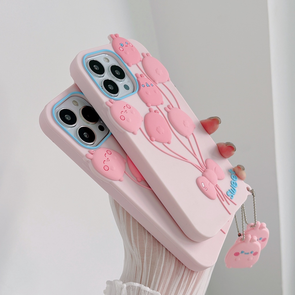 Ốp Điện Thoại Silicon Mềm Chống Sốc Phối Mặt Hình Thỏ Hoạt Hình Cho iPhone 13 12 11 Pro Max XR XS Max X 7 8 6 6s Plus