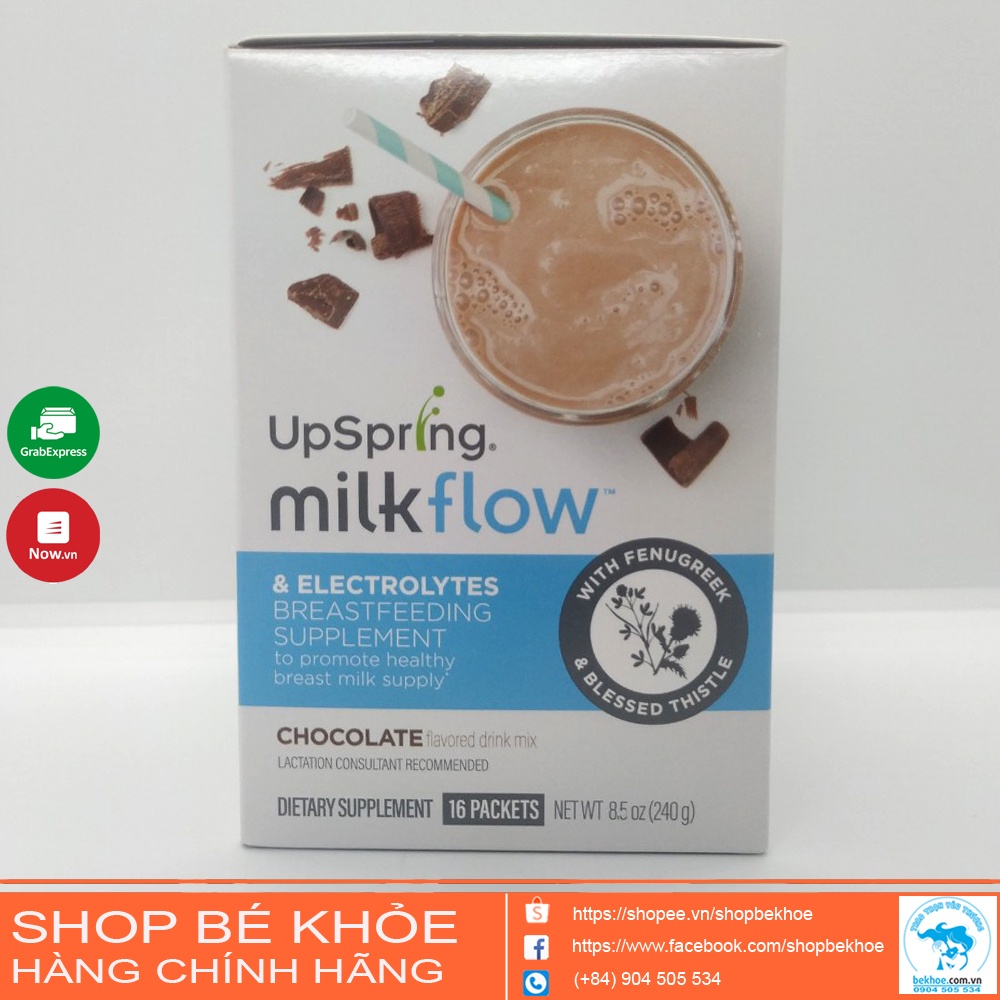 Ngũ cốc lợi sữa Upspring - Upspring Milk Flow chocolate và dâu hộp 16 gói công thức mới