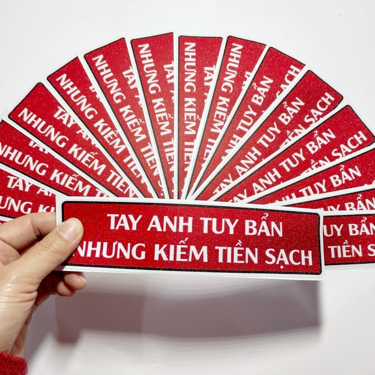Combo 6 Chữ Tay Bẩn Kiếm Tiền Sạch, Tem trang trí xe tải [kèm quà tặng 10k]