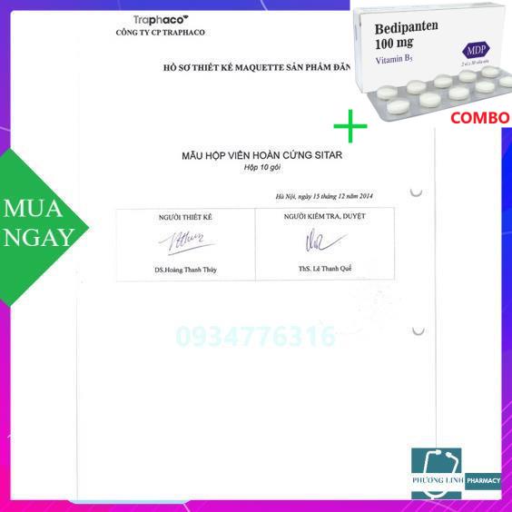 Combo Bedipanten 100mg +  Hoàn Cứng Sitar- TRAPHACO giúp hỗ trợ điều trị trĩ nội, trĩ ngoại, giảm sưng nề búi trĩ