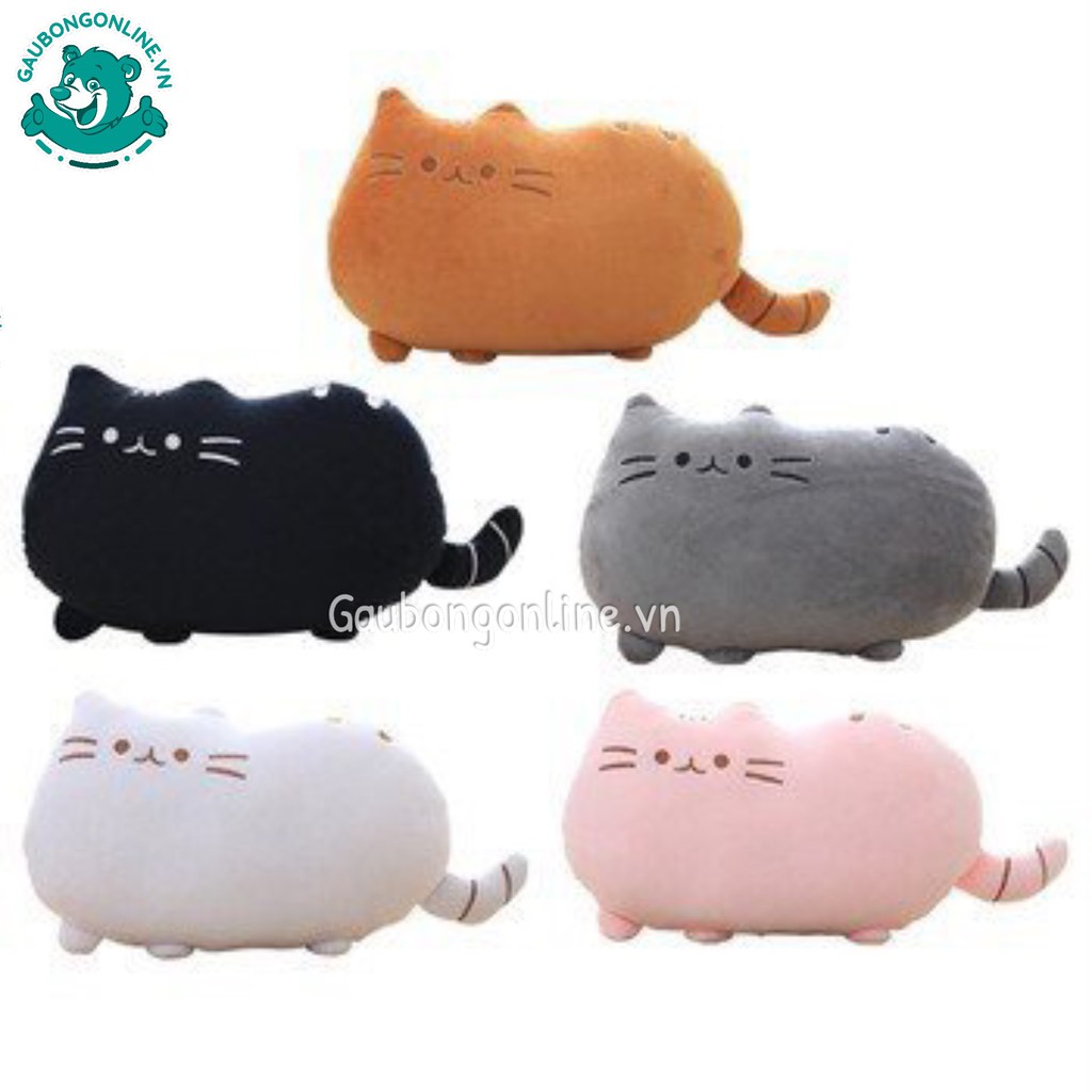 Gối mèo mềm pusheen màu hồng, xám, đen, nâu kích thước 60cm