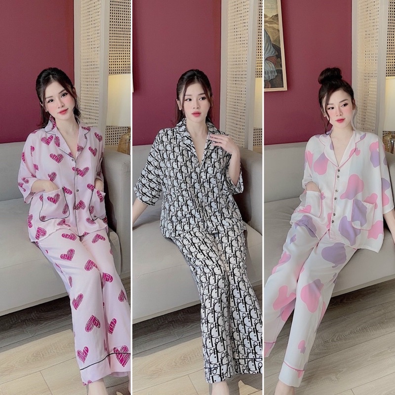 Bộ lụa phối Latin, satin cao cấp có túi quần