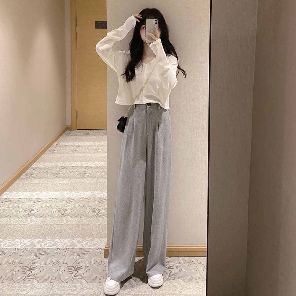 Set quần ống rộng + áo kiểu trẻ trung thanh lịch thời trang dành cho nữ