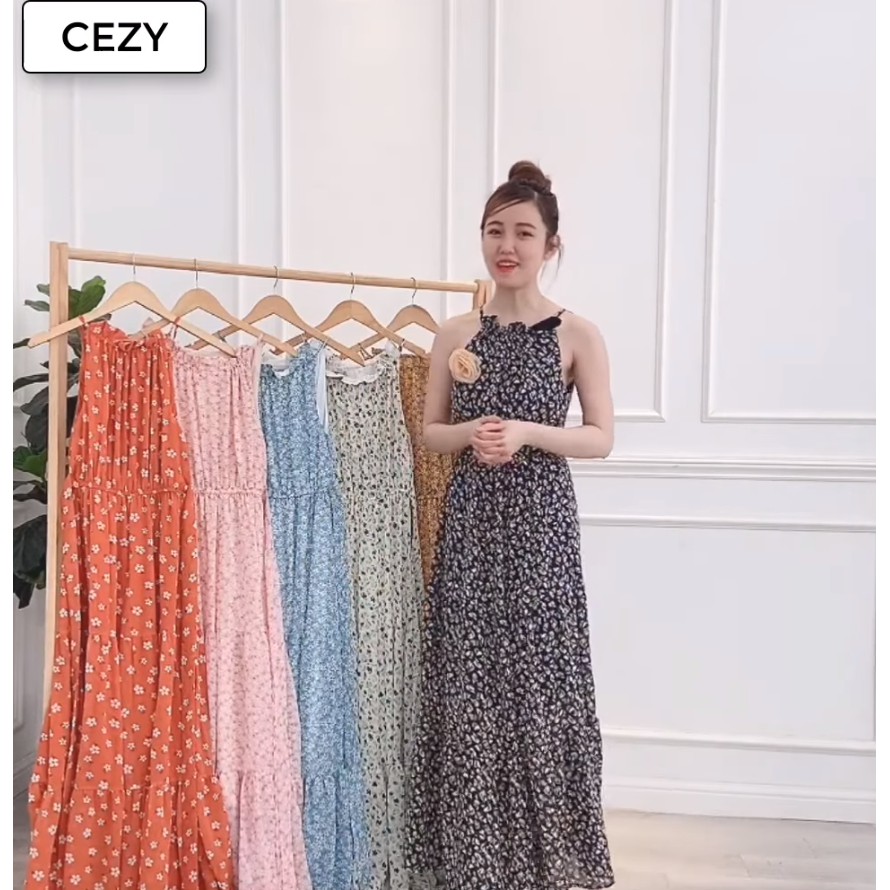 Đầm Maxi Voan Cao Cấp CEZY D47 - Tặng kèm hoa cài áo